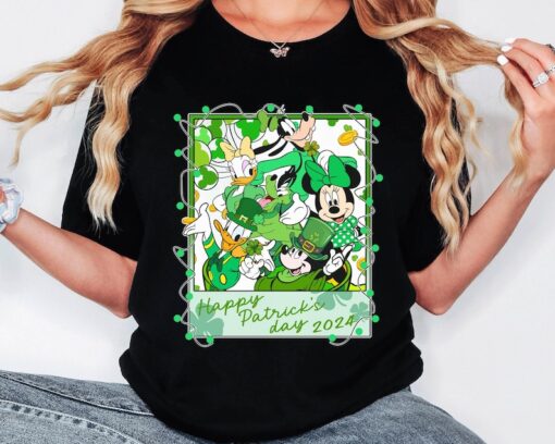 Mickey And Friends Polaroid Photo Happy St Patrick's Day Comfort Colors Shirt, Disney Irish Shamrock T-shirt