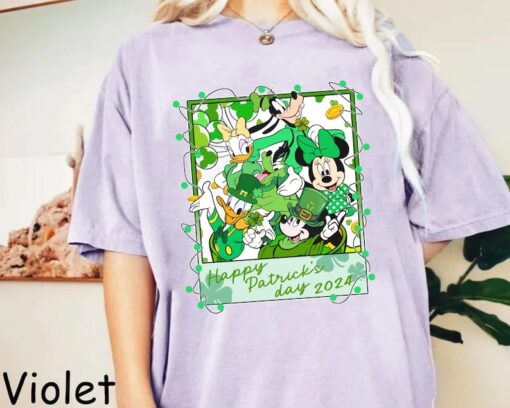 Mickey And Friends Polaroid Photo Happy St Patrick's Day Comfort Colors Shirt, Disney Irish Shamrock T-shirt