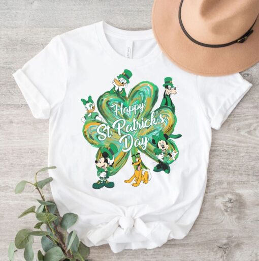 Mickey And Minnie With Shamrock St Patricks Day Shirt, Disney Happy Saint Patrick T-shirt, Funny Disney Matching Tee