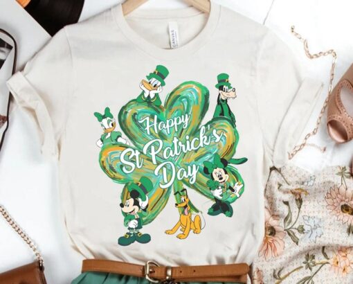 Mickey And Minnie With Shamrock St Patricks Day Shirt, Disney Happy Saint Patrick T-shirt, Funny Disney Matching Tee