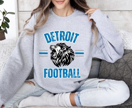 Vintage Detroit Football Sweatshirt Lions Football Crewneck Retro Style Lions Shirt Gift for Lions Football Fan Detroit