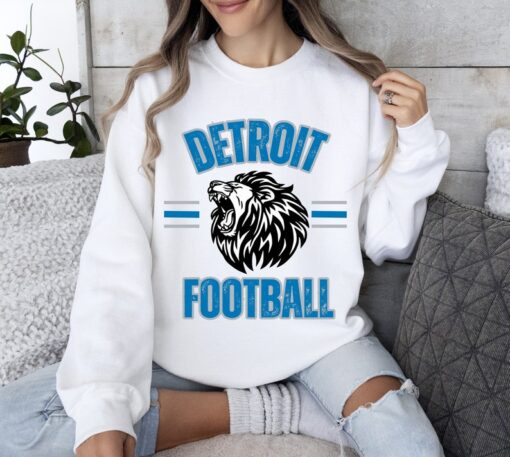 Vintage Detroit Football Sweatshirt Lions Football Crewneck Retro Style Lions Shirt Gift for Lions Football Fan Detroit