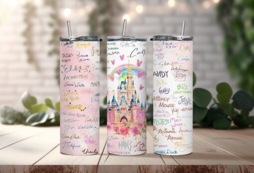 Magic Castle Disney Characters Signature Tumbler - Colorful Animated Castle Tumbler - Enjoy The Magical Disneyland