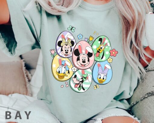 Mickey Friends With Bunny Ears Easter Eggs Comfort Colors Shirt, Vintage Disney Happy Easter Day T-shirt