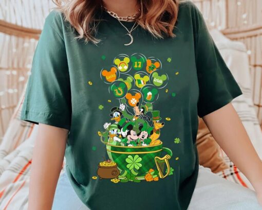 Mickey And Friends Irish Tea Cup Balloon Comfort Colors Shirt, Shamrock Lucky Disney T-shirt, St Patrick's Day Gift