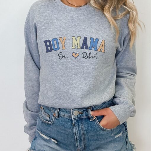 Custom Boy Mama Sweatshirt, Personalized Mom Sweatshirt, Boy Mama Custom Gift, Mama Sweatshirt With Kids Names