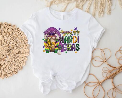 Happy Mardi Gras T-Shirt, Mardi Gras Gnome Shirt, Mardi Gras Festival Shirt, Fat Tuesday Gift, Gnome Sweatshirt