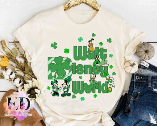 Walt Disney World Shamrock Shirt St Patrick's Day T-shirt, Disney Mickey And Friends Happy Patrick's Day Tee