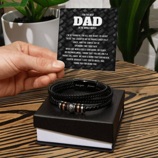 To My Dad Bead Leather Bracelet Ideal Dad Christmas Gift, Dad Birthday Gift, Personalised Gift Unique