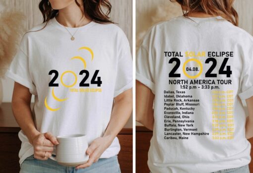 Total Solar Eclipse 2024 Shirt, Double-Sided Shirt, April 8th 2024 Shirt, Eclipse Event 2024 Shirt, Celestial Shirt