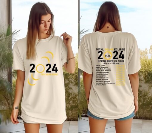 Total Solar Eclipse 2024 Shirt, Double-Sided Shirt, April 8th 2024 Shirt, Eclipse Event 2024 Shirt, Celestial Shirt