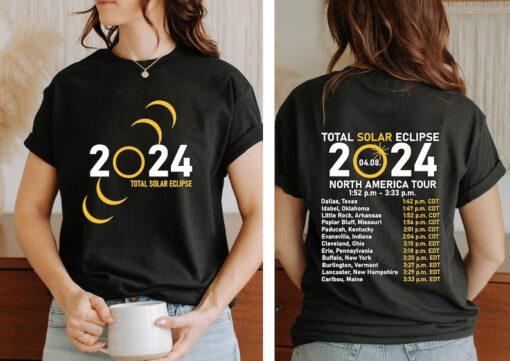 Total Solar Eclipse 2024 Shirt, Double-Sided Shirt, April 8th 2024 Shirt, Eclipse Event 2024 Shirt, Celestial Shirt