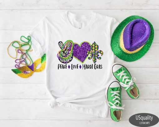 Peace Love Mardi Gras Shirt, Mardi Gras Shirt, Peace Shirt, Mardi Gras Tee, Mardi Grass, Love Shirt, Mardi Gras T shirt