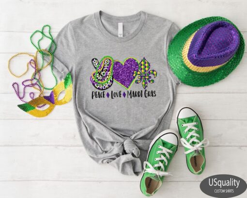 Peace Love Mardi Gras Shirt, Mardi Gras Shirt, Peace Shirt, Mardi Gras Tee, Mardi Grass, Love Shirt, Mardi Gras T shirt