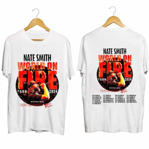 Nate Smith World On Fire Tour 2024 Shirt, Nate Smith Fan Shirt, Nate Smith Tour 2024 T-Shirt