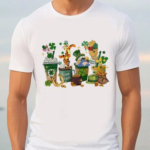 Winnie The Pooh Coffee Drink St Patrick's Day Shirt, Disney Saint Patrick's Day Shirt