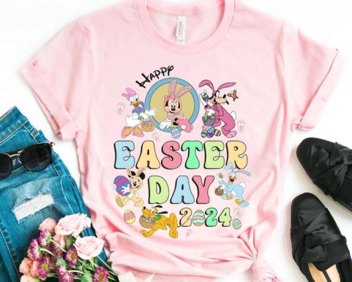 Retro Mickey And Friends Happy Easter Day 2024 Shirt, Disney Easter Shirt Gift, Disneyland Family Trip