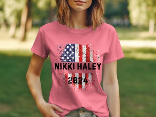 Nikki Haley 2024 T shirt, Patriotic Nikki Haley 2024 T-Shirt, American Flag Distressed Design