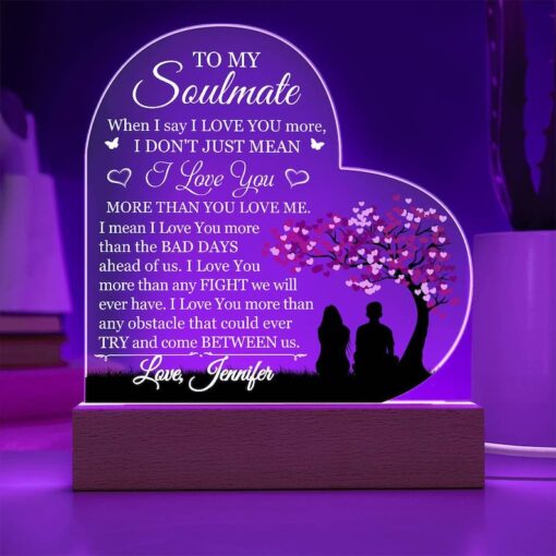 Acrylic Couples Acrylic Heart Plaque, Valentine's Day Gift for her or Him, Color Changing LED Lights Keepsake