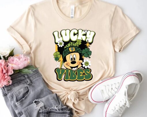 Disney Mickey Lucky Vibes Shirt, Lucky Shamrock Tee,Mouse And Friends,Mickey Mouse Saint Patricks Day Gift