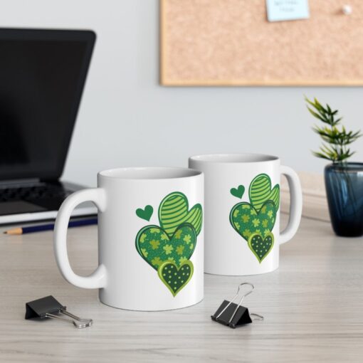 St. Patrick's Day Hearts 11oz Ceramic Coffee Mug, St. Patrick's Day Mug, St. Patrick's Day Gift Mug