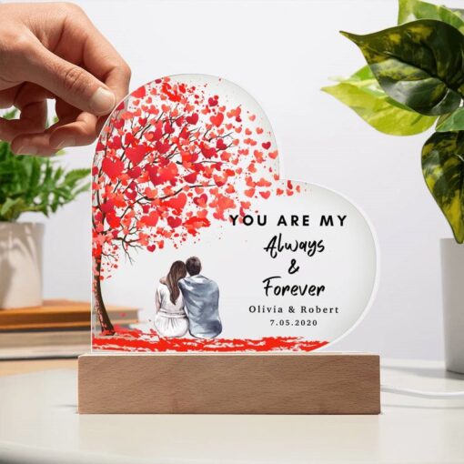 Personalized Forever Always Heart Plaque, Valentines Day Gifts for Him