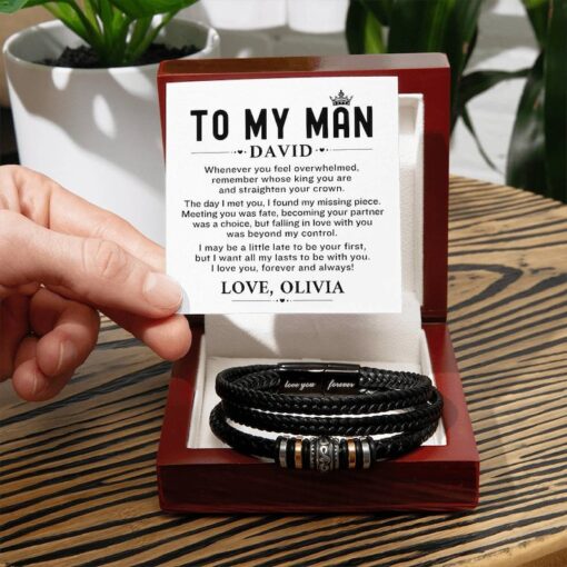 To My Man Bracelet With Personalized Message Card - Husband / Soulmate Gift Ideas - Gifts For Birthday, Anniversary