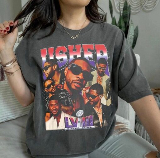 Usher Super Bowl t-shirt, Super Bowl hoodie, Usher vintage t-shirt, Usher 90’s shirt, Halftime show sweatshirt