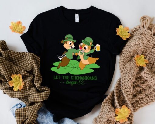 Disney Chip 'n' Dale Let The Shenanigans Begin Shirt,Disney Shamrock T-Shirt,St. Patrick's Double Trouble Shirt