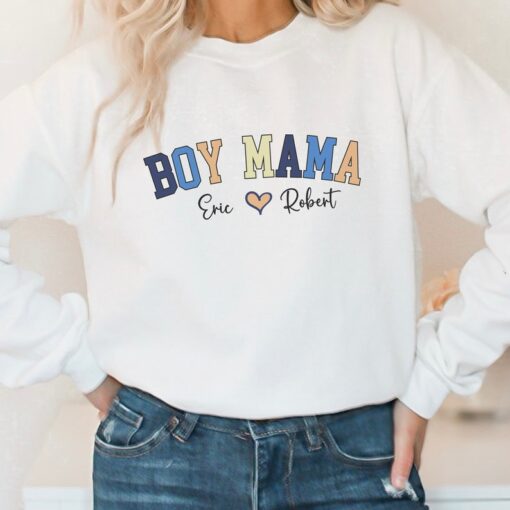 Custom Boy Mama Sweatshirt, Personalized Mom Sweatshirt, Boy Mama Custom Gift, Mama Sweatshirt With Kids Names