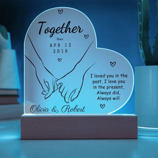 Custom Heart-Shaped Acrylic Plaque Personalized Couple Gift for Husband Wife