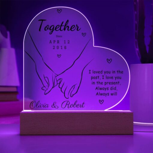 Custom Heart-Shaped Acrylic Plaque Personalized Couple Gift for Husband Wife