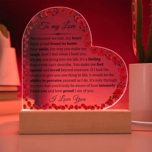 To my love, Romantic Christmas gifts, Wife Acrylic heart plaque, Valentines day gift, Husband Anniversary Gift