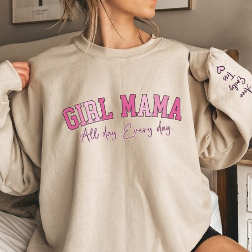 Custom Girl Mama Sweatshirt,Girl Mama Custom Christmas Gift,Personalized Mom Sweatshirt