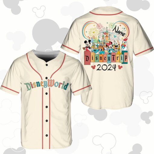 Personalized Disneyy World Baseball Jersey, Custom Name Disneyy Mickey Baseball Jersey, 2024 Disneyy Trip Baseball