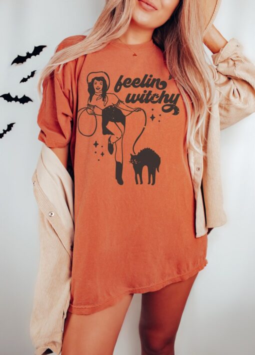 Feeling Witchy Shirt Comfort Colors Halloween Shirt Witch Shirt Creep it Real Shirt Western Halloween Tee Funny