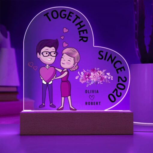 Together Since - Couple Personalized Custom Heart Shaped Acrylic Plaque, Gift For Husband Wife