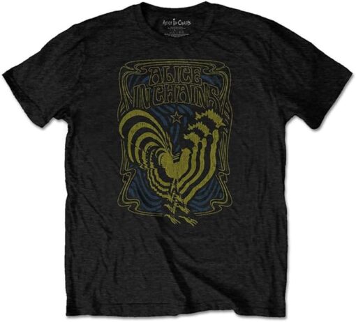 Men's Alice in Chains Psychedelic Rooster Slim Fit T-Shirt Black