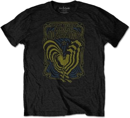 Alice in Chains Men's Psychedelic Rooster T-Shirt, Officially Licensed Merchandise