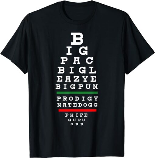 Old School Hip Hop Music Rap Legends Eye Chart 90s Hip-Hop T-Shirt