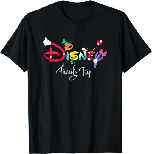 Disney Mickey & Friends Character Letters Disney Family Trip T-Shirt