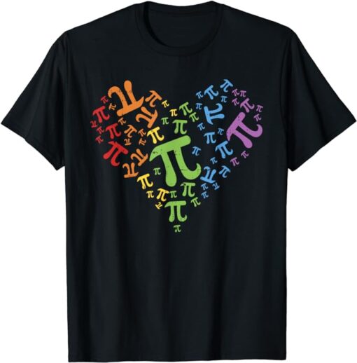 Pi Day Shirt Rainbow Heart Math LGBT Gay Lesbian Pride Gift T-Shirt