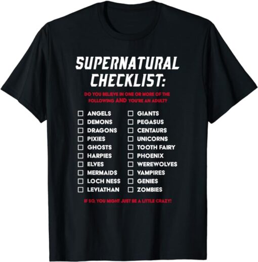 Supernatural Checklist T-Shirt Gift