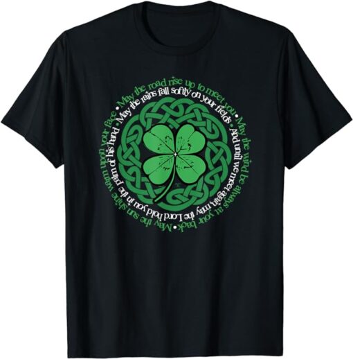 Irish Blessing, Celtic Knot & 4-Leaf Clover Luck Version B T-Shirt