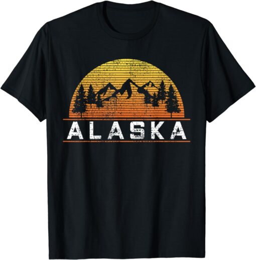 Alaska Forest Retro Sun Trees Mountain T-Shirt