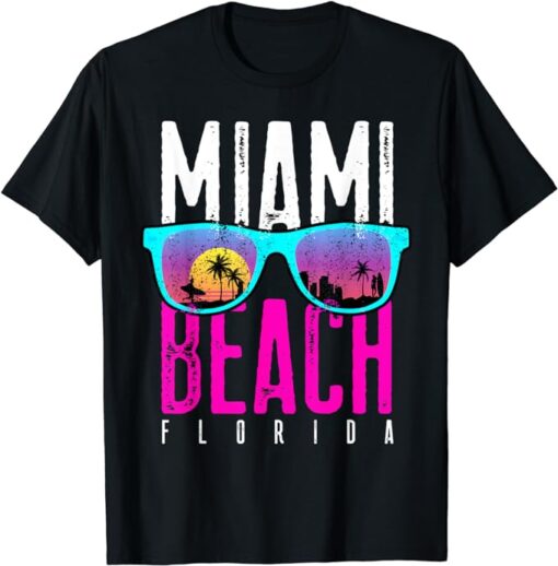 Miami Beach Shirt Florida Sunset Retro Souvenir Surf Miami T-Shirt