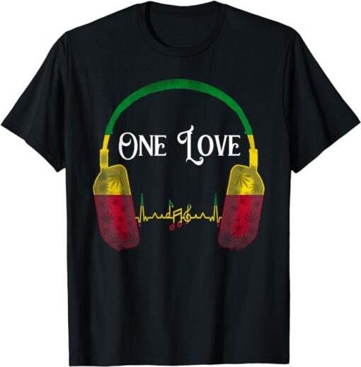 Rasta Reggae Music Shirt Bob Jamaican Roots One Pride Love T-Shirt