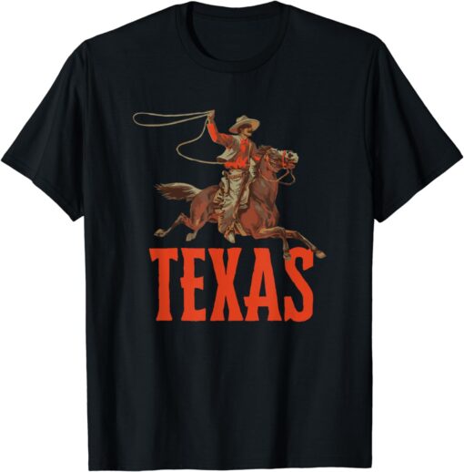 Texas Retro Roping Cowboy Vintage Graphic T-Shirt