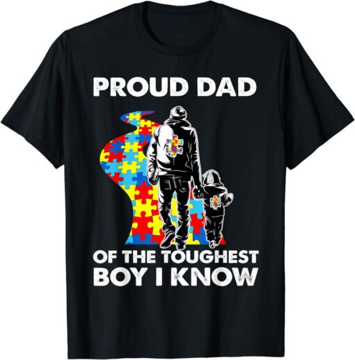 Proud Autism Dad-Father and Son Autism Awareness T-Shirt