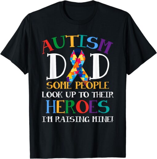 Autism Dad Puzzle Ribbon Son Is My Hero Autism Awareness T-Shirt